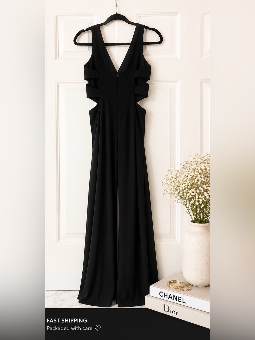 Crystal Doll Black Backless V‑Neck Maxi Dress - Picture 2 of 3